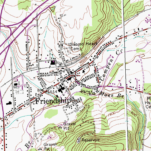 Topographic Map of Friendship Post Office, NY