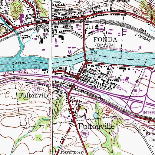 Topographic Map of Fultonville Post Office, NY