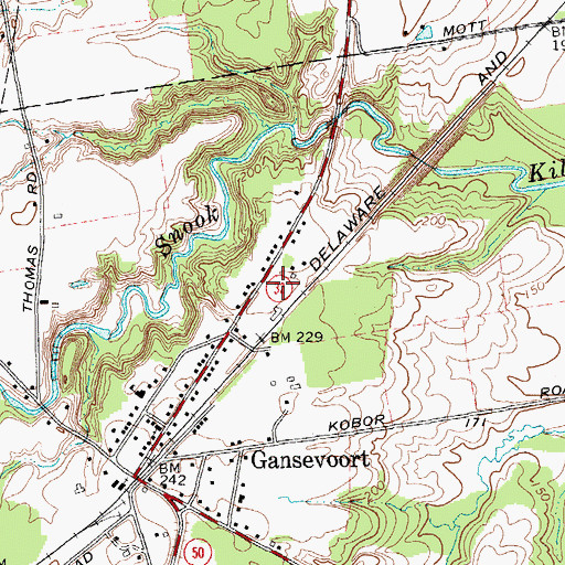 Topographic Map of Gansevoort Post Office, NY