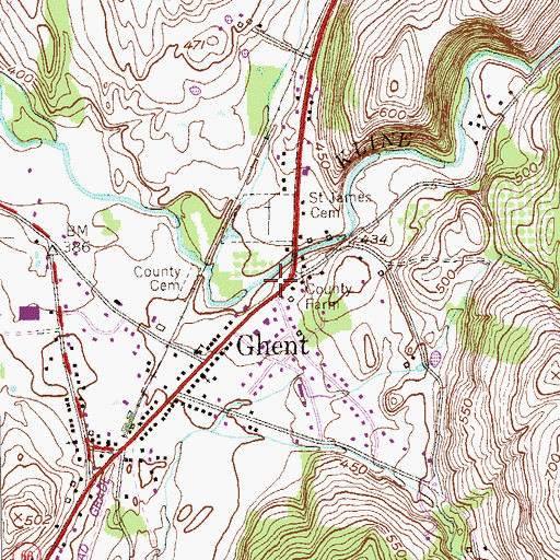 Topographic Map of Ghent Post Office, NY