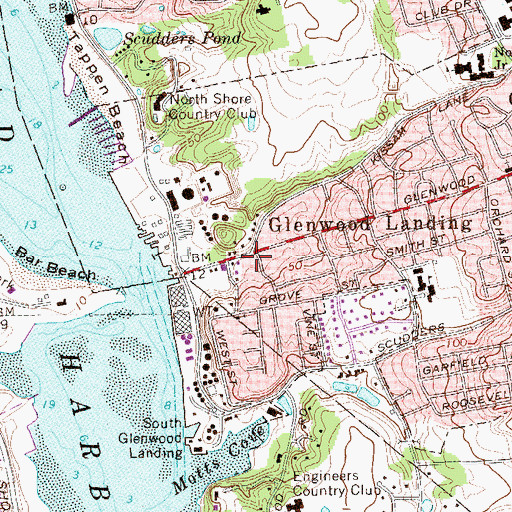 Topographic Map of Glenwood Landing Post Office, NY
