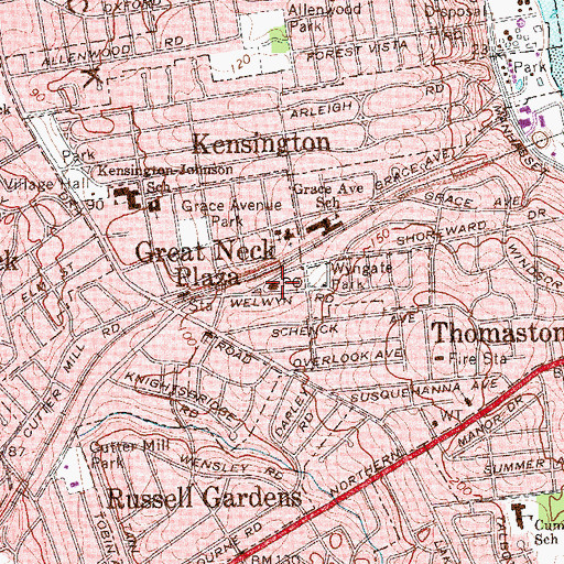 Topographic Map of Great Neck Post Office, NY