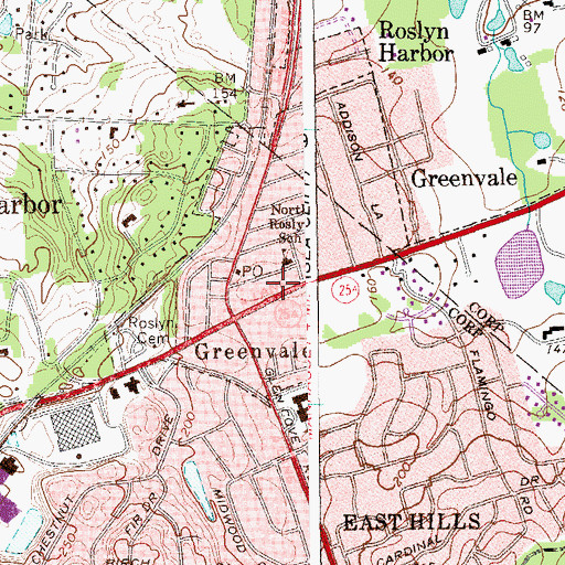 Topographic Map of Greenvale Post Office, NY