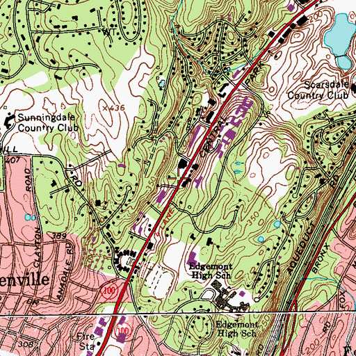 Topographic Map of Hartsdale Post Office, NY