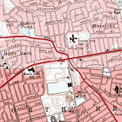 Topographic Map of Hillside Manor Post Office, NY