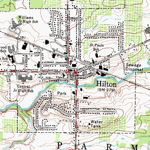 Topographic Map of Hilton Post Office, NY