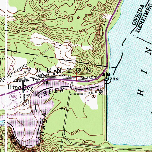 Topographic Map of Hinckley Post Office, NY