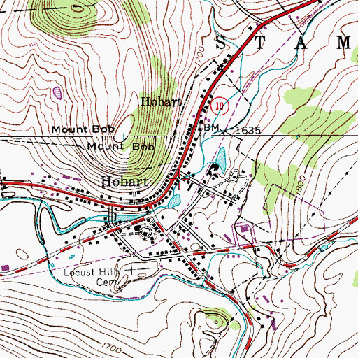Topographic Map of Hobart Post Office, NY