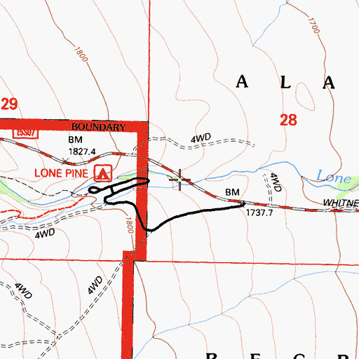 Topographic Map of Inyo Creek, CA
