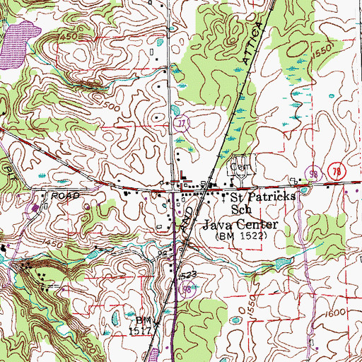 Topographic Map of Java Center Post Office, NY