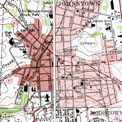 Topographic Map of Johnstown Post Office, NY
