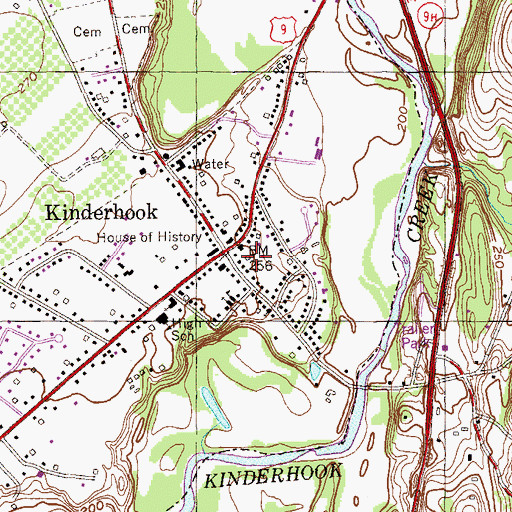 Topographic Map of Kinderhook Post Office, NY