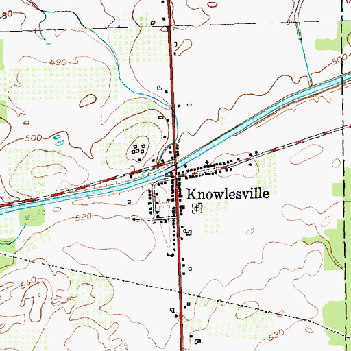 Topographic Map of Knowlesville Post Office, NY