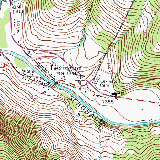 Topographic Map of Lexington Post Office, NY