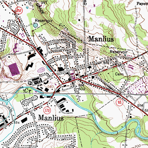Topographic Map of Manlius Post Office, NY
