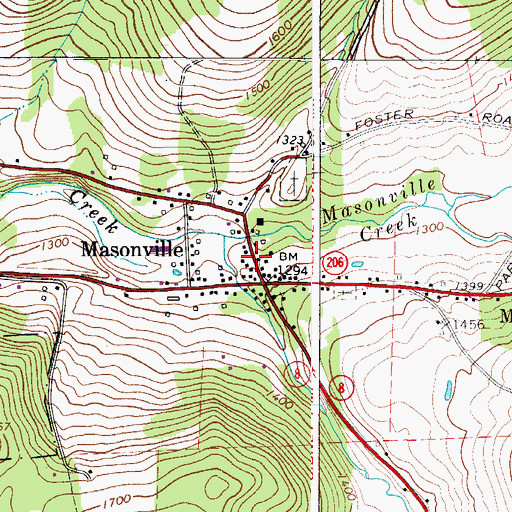 Topographic Map of Masonville Post Office, NY