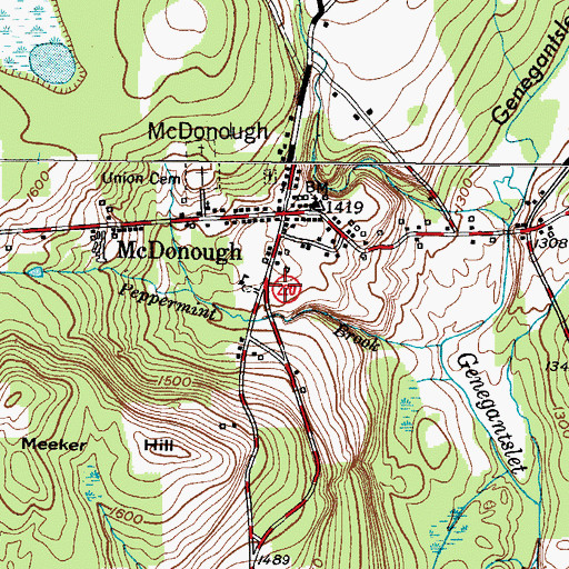Topographic Map of McDonough Post Office, NY