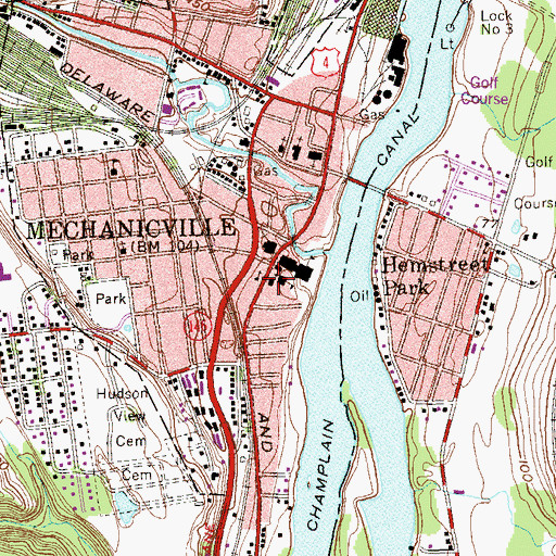 Topographic Map of Mechanicville Post Office, NY