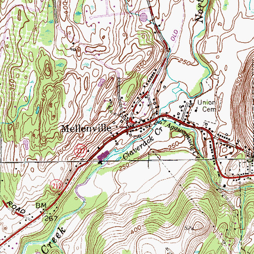 Topographic Map of Mellenville Post Office, NY