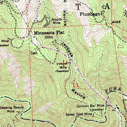 Topographic Map of Ireland Mine, CA