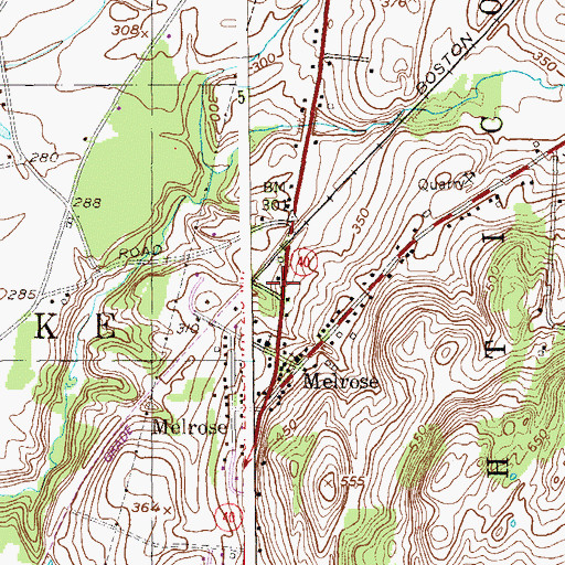 Topographic Map of Melrose Post Office, NY