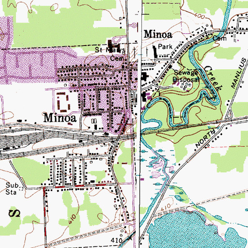 Topographic Map of Minoa Post Office, NY