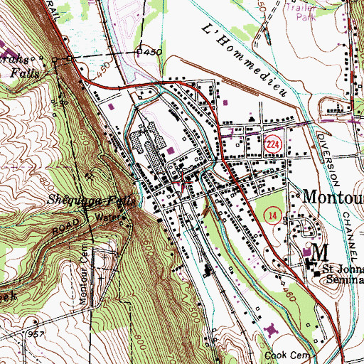 Topographic Map of Montour Falls Post Office, NY