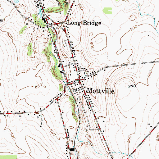 Topographic Map of Mottville Post Office, NY
