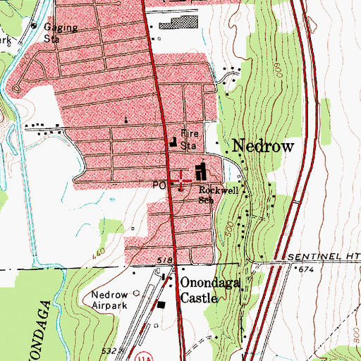 Topographic Map of Nedrow Post Office, NY