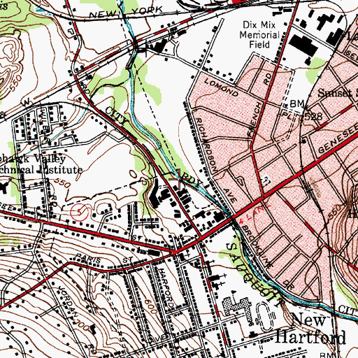 Topographic Map of New Hartford Post Office, NY
