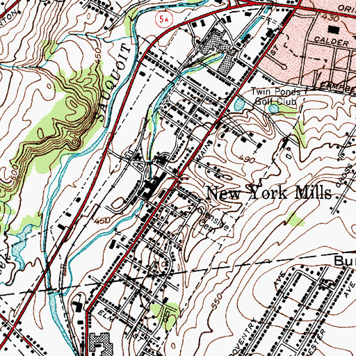 Topographic Map of New York Mills Post Office, NY