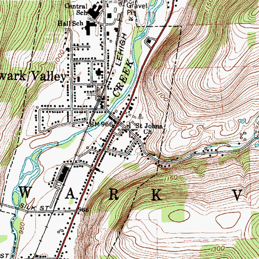 Topographic Map of Newark Valley Post Office, NY