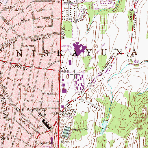 Topographic Map of Niskayuna Post Office, NY
