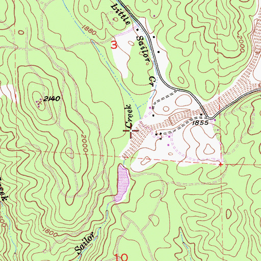 Topographic Map of Irish Creek, CA