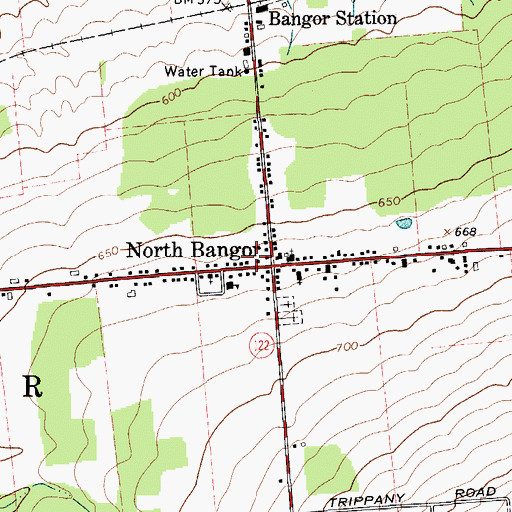 Topographic Map of North Bangor Post Office, NY