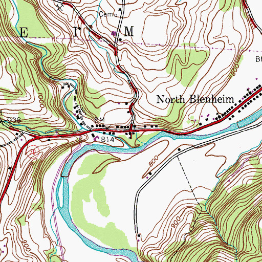 Topographic Map of North Blenheim Post Office, NY