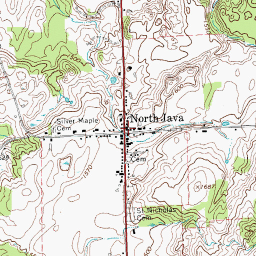 Topographic Map of North Java Post Office, NY