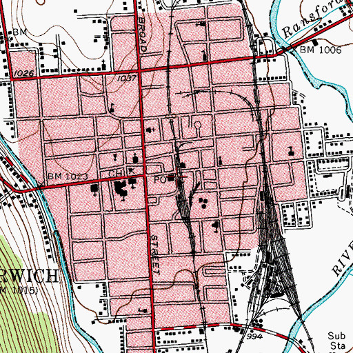 Topographic Map of Norwich Post Office, NY