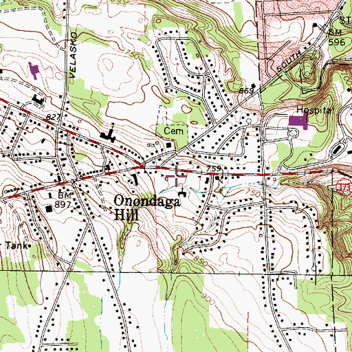 Topographic Map of Onondaga Post Office, NY