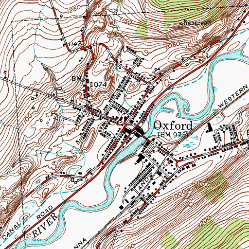 Topographic Map of Oxford Post Office, NY