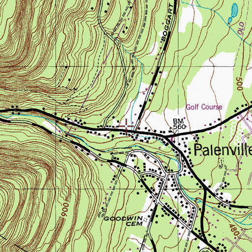 Topographic Map of Palenville Post Office, NY