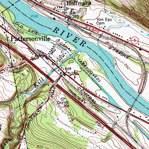 Topographic Map of Pattersonville Post Office, NY