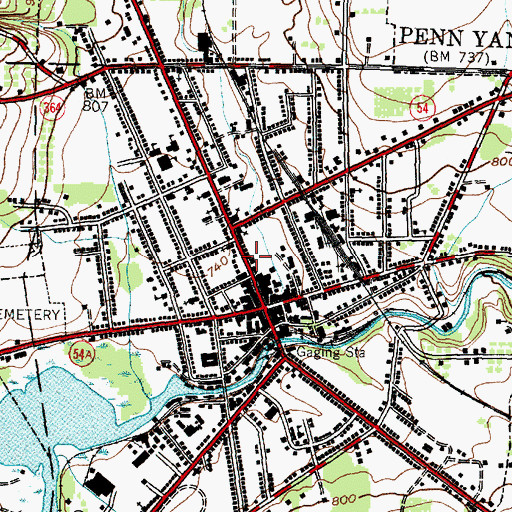 Topographic Map of Penn Yan Post Office, NY