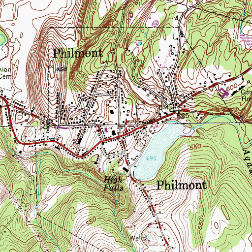 Topographic Map of Philmont Post Office, NY