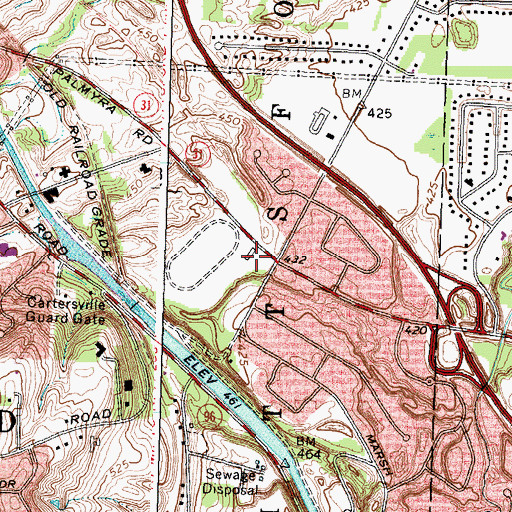 Topographic Map of Pittsford Post Office, NY