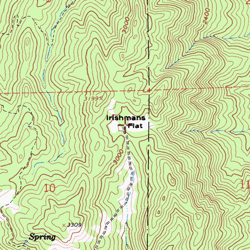 Topographic Map of Irishmans Flat, CA