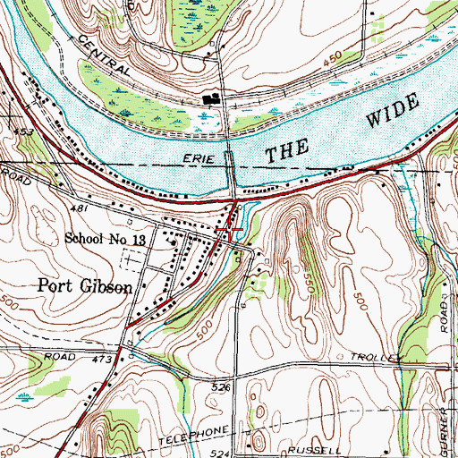 Topographic Map of Port Gibson Post Office, NY