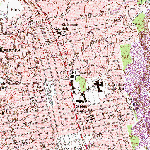 Topographic Map of Port Washington Post Office, NY