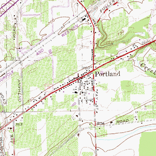 Topographic Map of Portland Post Office, NY