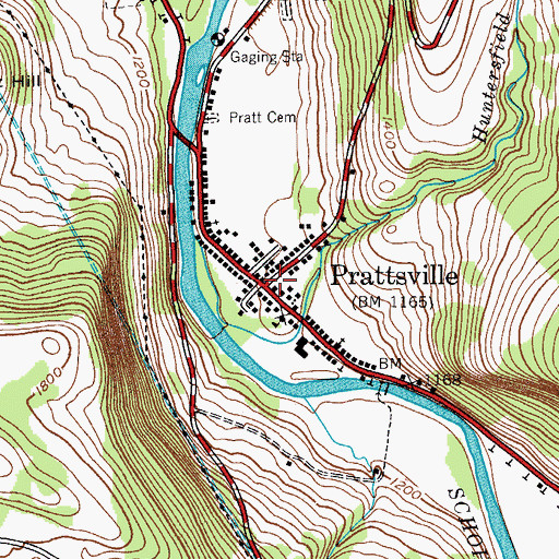 Topographic Map of Prattsville Post Office, NY